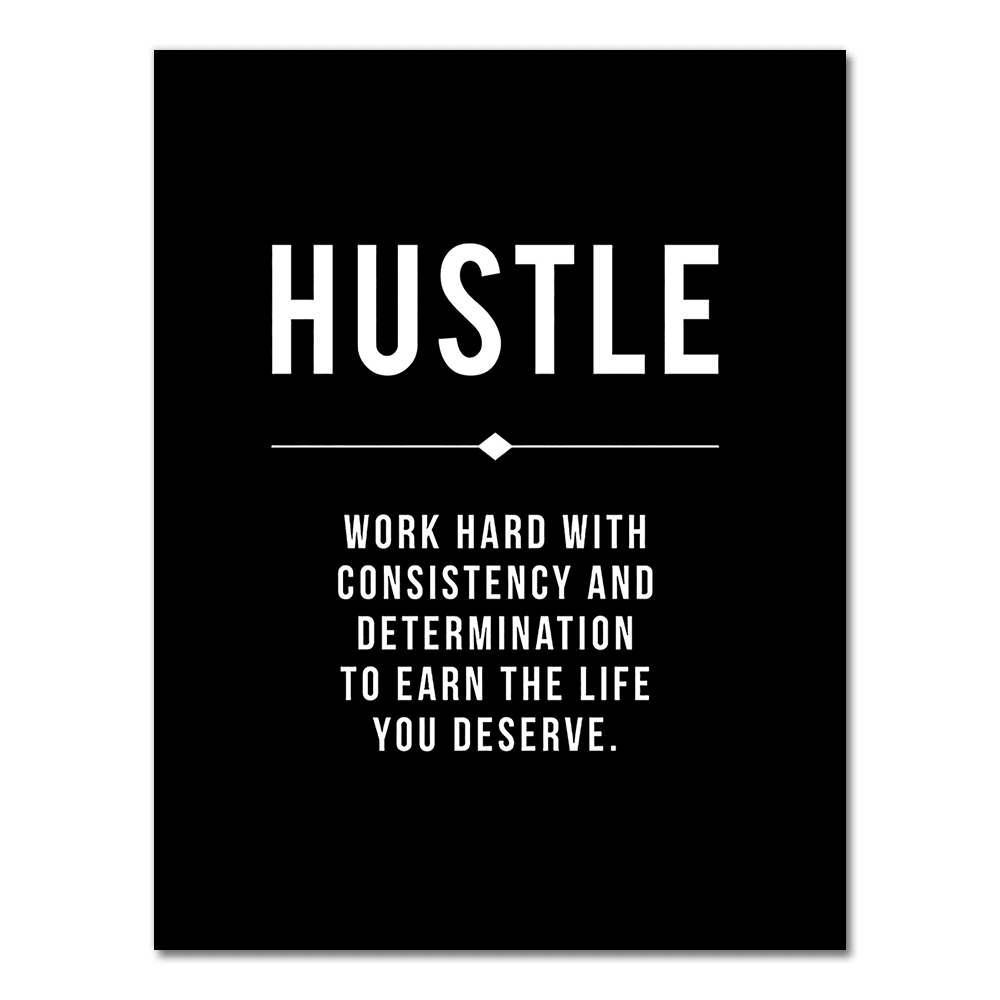 Hustle Motivational Quote Wall Art Poster - Aesthetic Wall Decor