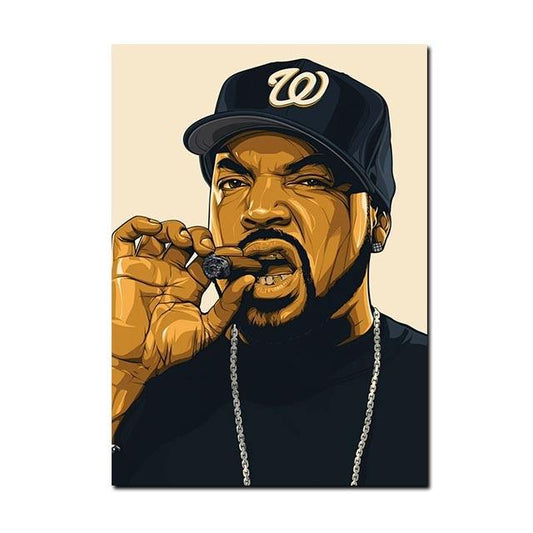 Ice Cube Rapper Smoking Cigar Painting Rap Wall Art Poster - Aesthetic Wall Decor