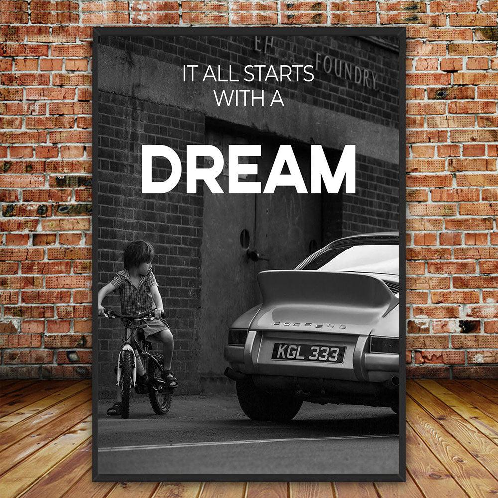 It All Starts With A Dream Motivational Wall Art Poster - Aesthetic Wall Decor