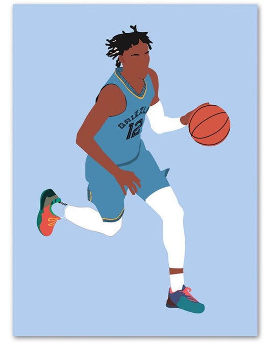 Ja Morant Grizzlies NBA Wall Art Faceless Minimalist Poster - Aesthetic Wall Decor