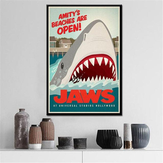 Jaws Cartoon Movie Poster - Aesthetic Wall Decor