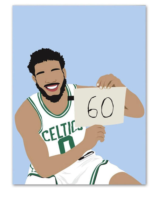 Jayson Tatum Celtics NBA 60 Point Game Faceless Minimalist Wall Art Poster - Aesthetic Wall Decor