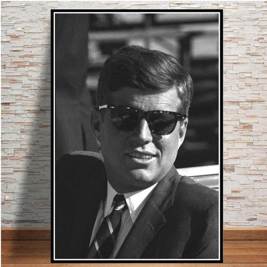 JFK Black and White Sunglasses Iconic Poster - Aesthetic Wall Decor