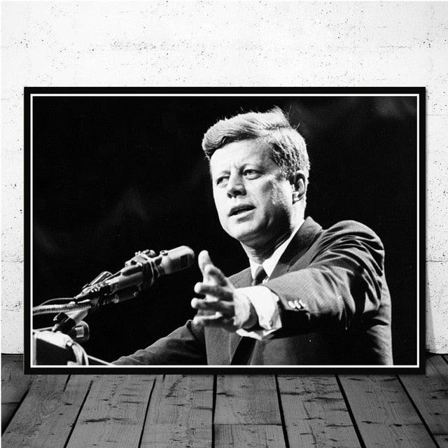 JFK Giving Speech Black and White Photo Poster - Aesthetic Wall Decor