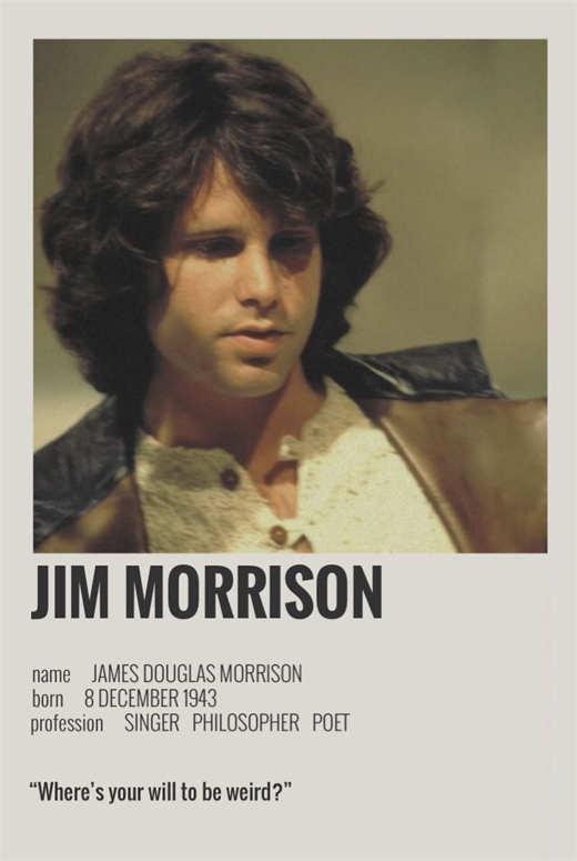 Jim Morrison The Doors Minimalist Music Poster - Aesthetic Wall Decor