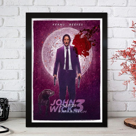 John Wick 3 Purple Action Movie Painting Poster - Aesthetic Wall Decor