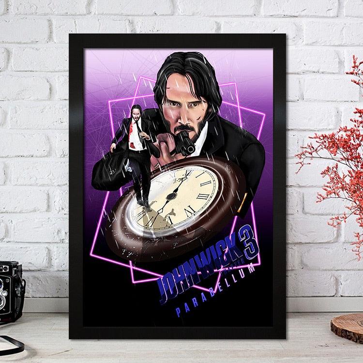 John Wick 3 Purple Movie Poster, Action Movie Wall Art Poster - Aesthetic Wall Decor