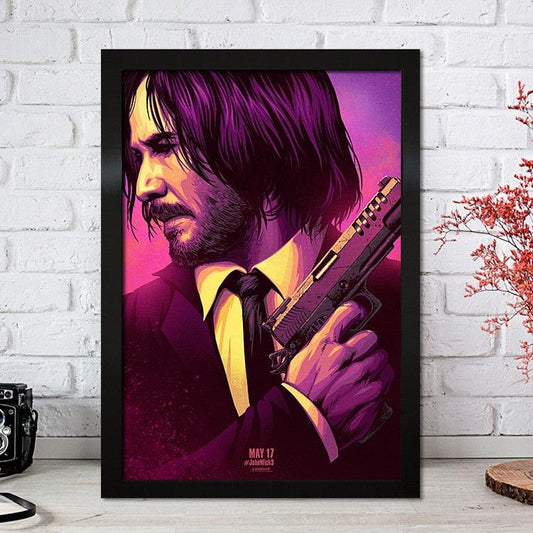 John Wick Abstract Modern Action Miami Vice Painting Movie Wall Art Poster - Aesthetic Wall Decor