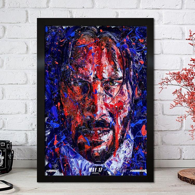 John Wick Action Movie Keanu Reeves Painting Wall Art Poster - Aesthetic Wall Decor