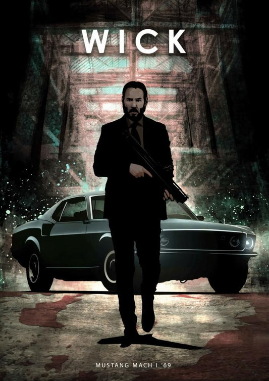 John Wick Mustang Mach 1 Legend Car Wall Art Poster - Aesthetic Wall Decor