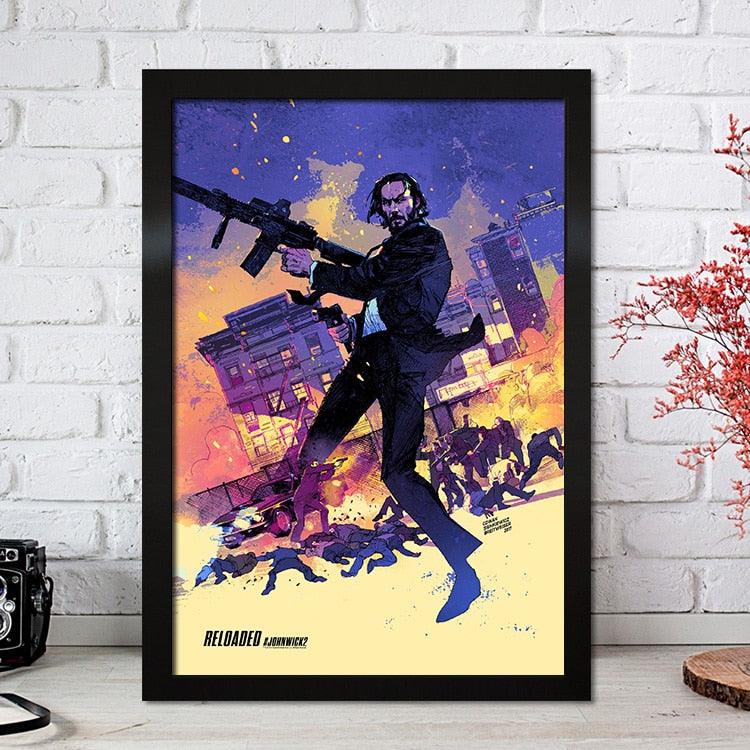 John Wick Reloaded Painting Action Movie Wall Art Poster - Aesthetic Wall Decor