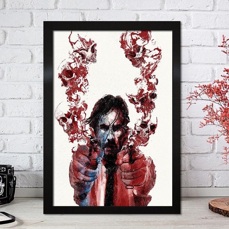 John Wick Skulls Minimalist Action Movie Wall Art Poster - Aesthetic Wall Decor