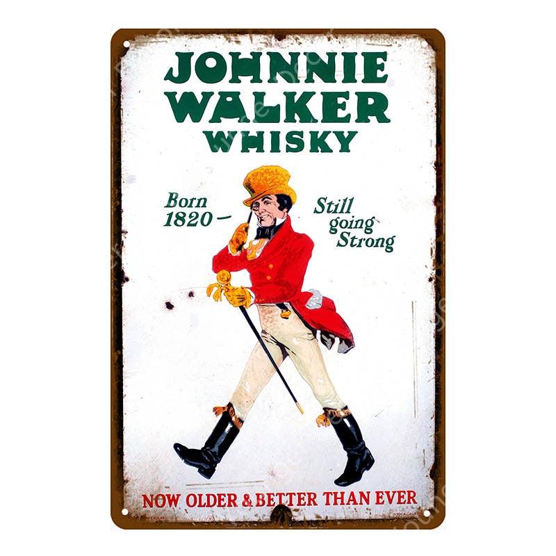 Johnnie Walker Whisky Scotch Bar Decor Metal Sign - Aesthetic Wall Decor