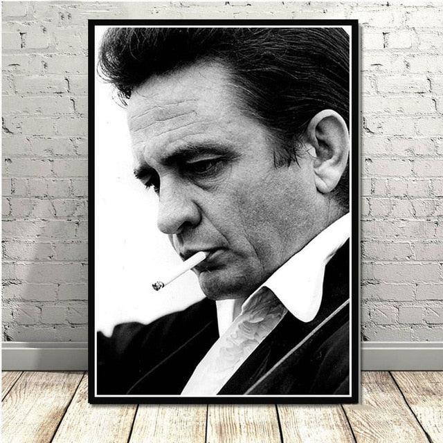 Johnny Cash Black White Cigarette Poster - Aesthetic Wall Decor