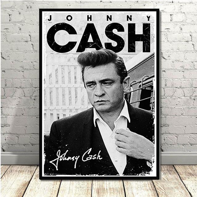 Johnny Cash Country Music Black White Poster - Aesthetic Wall Decor