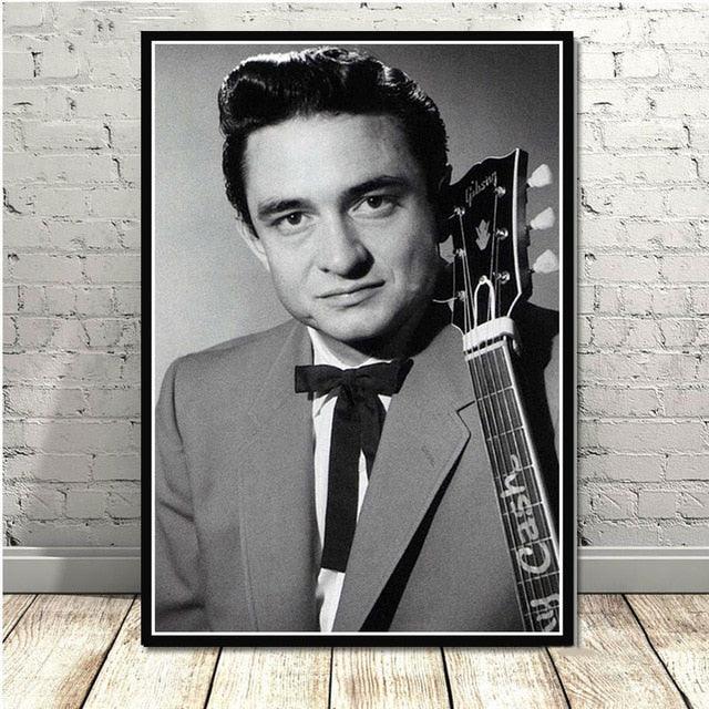 Johnny Cash Young Black White Portrait Poster - Aesthetic Wall Decor