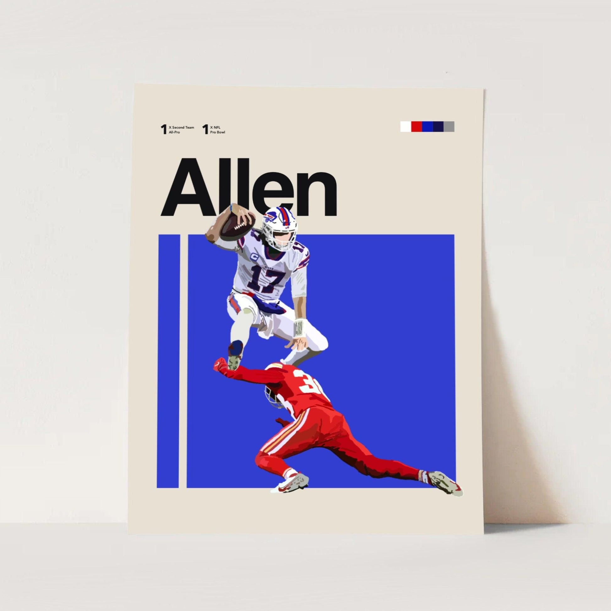 Josh Allen Bills NFL Football Sports Minimalist Wall Art Poster - Aesthetic Wall Decor