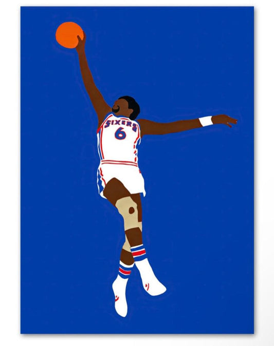 Julius Erving Sixers NBA Minimalist Poster - Aesthetic Wall Decor