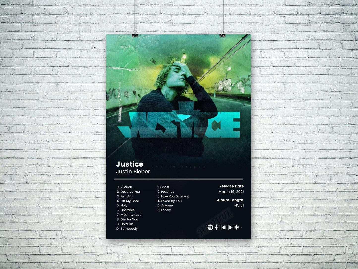 Justin Bieber Justice Pop Music Album Cover Wall Art Poster - Aesthetic Wall Decor