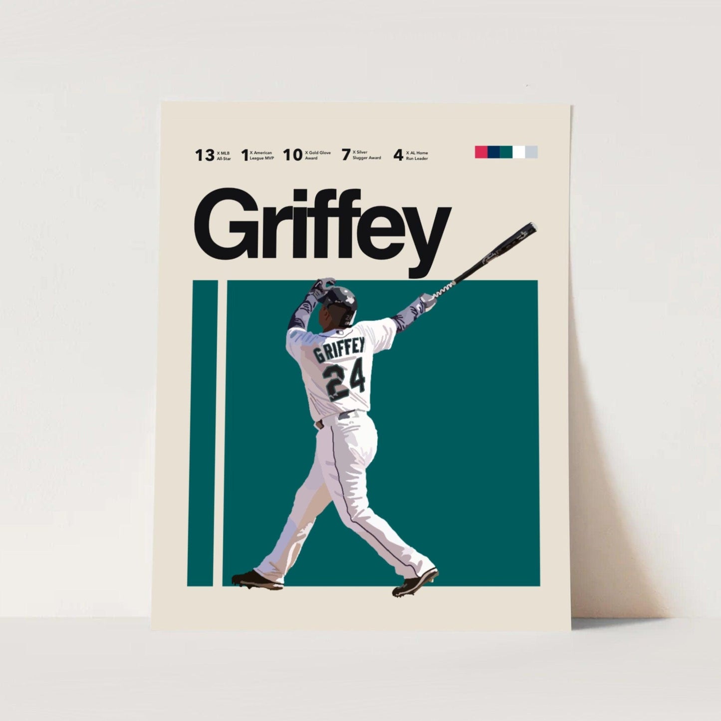 Ken Griffey Jr. Baseball MLB Mariners Athlete Sports Minimalist Wall Art Poster - Aesthetic Wall Decor