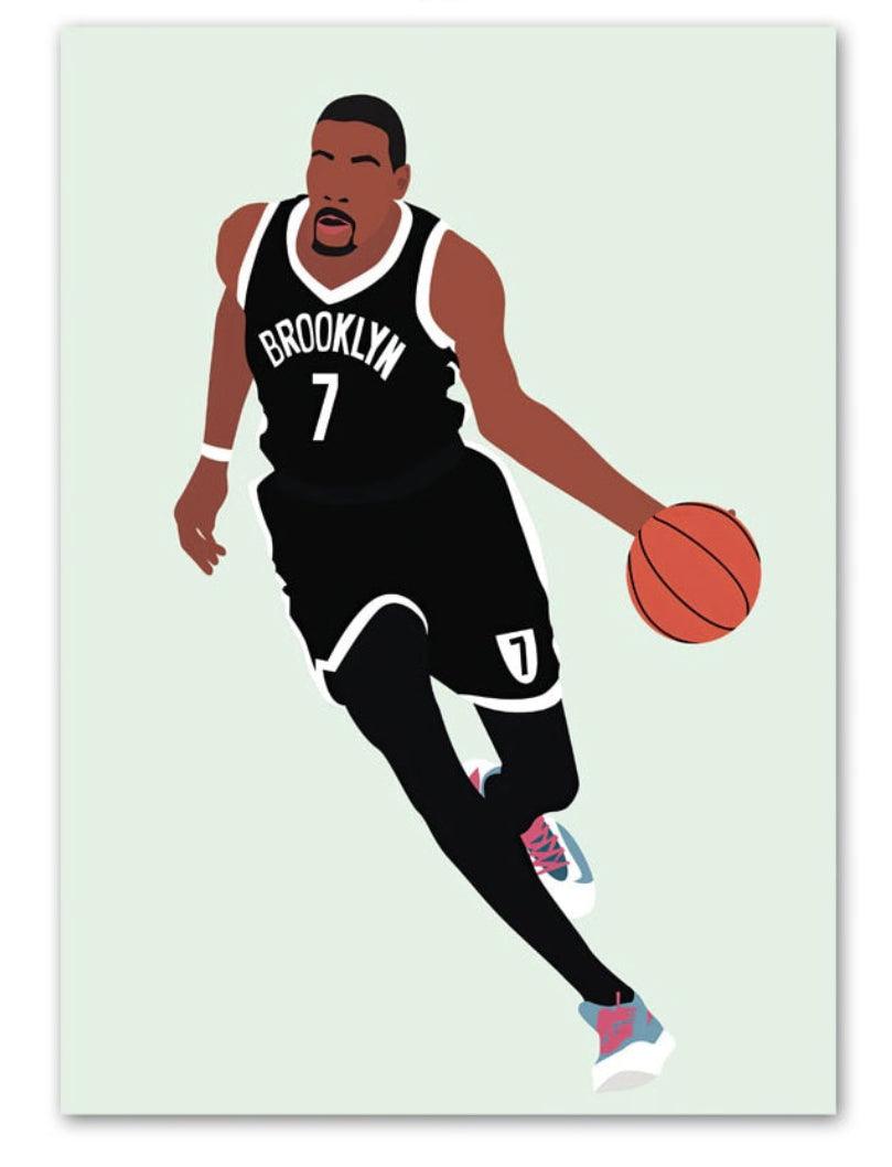 Kevin Durant Brooklyn Nets NBA Wall Art Faceless Minimalist Poster - Aesthetic Wall Decor