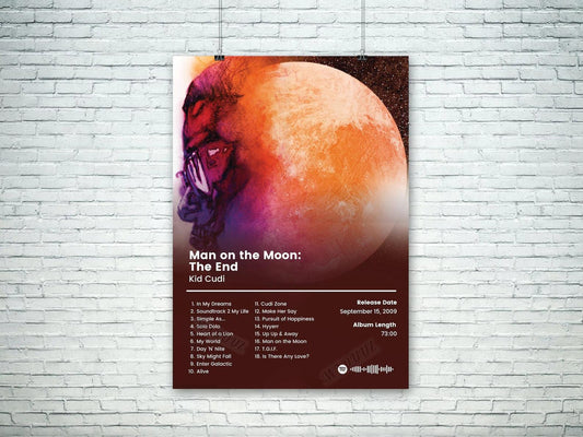 Kid Cudi Man On the Moon: The End Rap Album Cover Wall Art Poster - Aesthetic Wall Decor