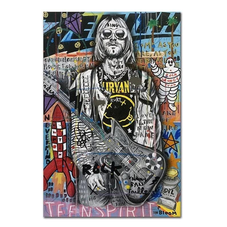 Kurt Cobain Nirvana 90s Music Graffiti Wall Art Poster - Aesthetic Wall Decor