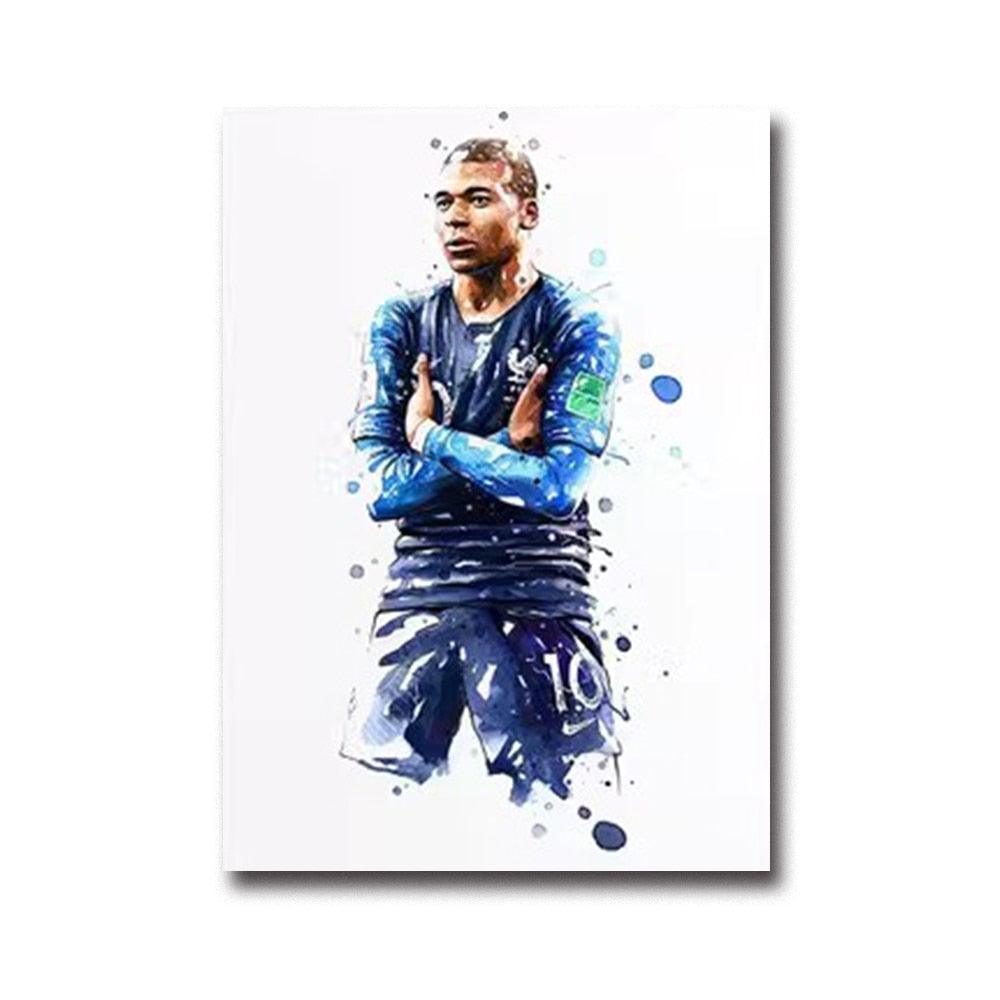 Kylian Mbappe Soccer Futbol Painting Wall Art Poster - Aesthetic Wall Decor