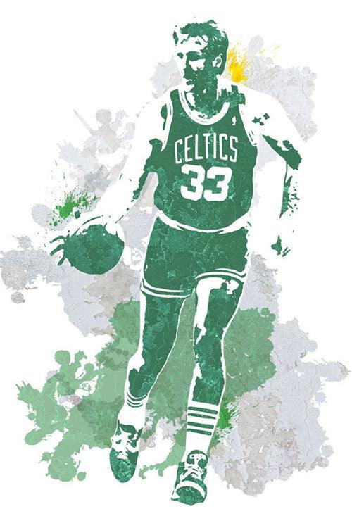 Larry Bird Celtics Legend Splash Painting NBA Wall Art Poster - Aesthetic Wall Decor