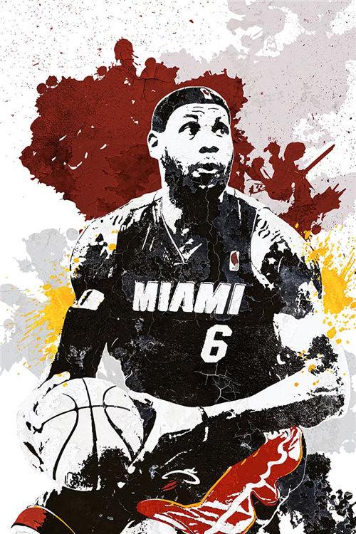 Lebron James Miami Heat Painting NBA Wall Art Poster - Aesthetic Wall Decor