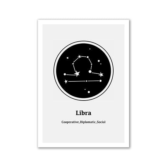 Libra Zodiac Sign Horoscope Wall Art Poster - Aesthetic Wall Decor