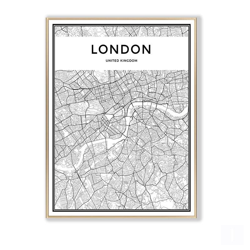 London City Minimalist Map Canvas Print Poster – Aesthetic Wall Decor