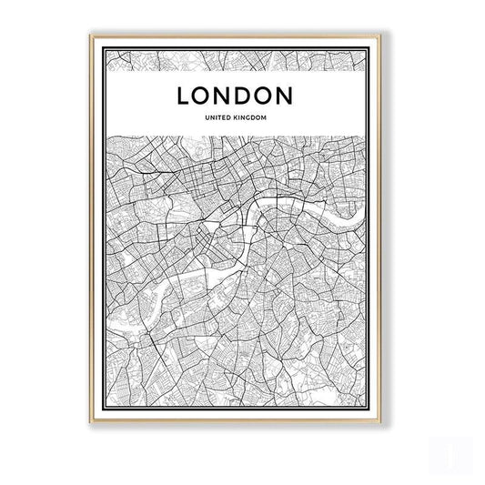 London City Minimalist Map Canvas Print Poster - Aesthetic Wall Decor