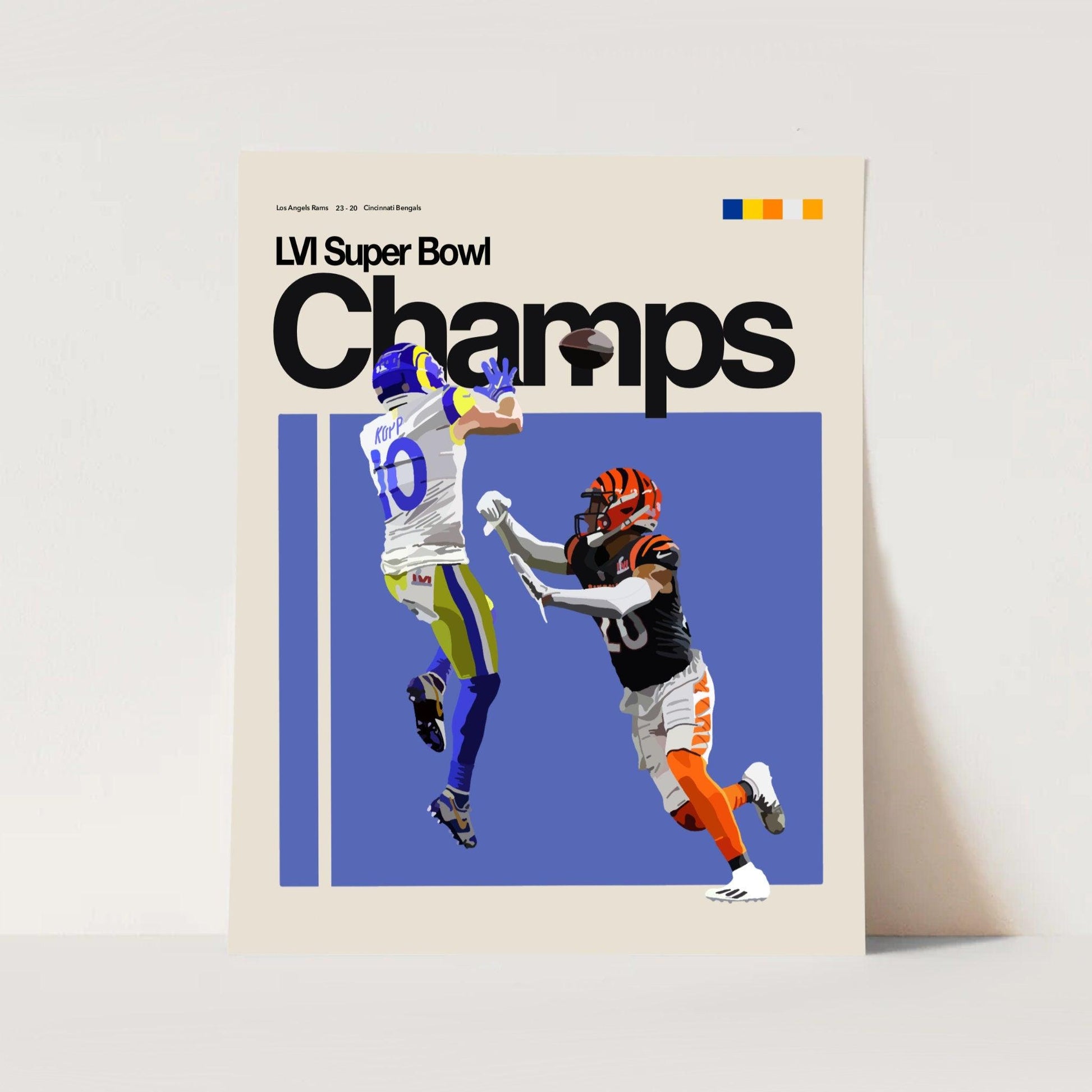 Los Angeles Rams NFL Super Bowl Champion Sports Minimalist Wall Art Poster - Aesthetic Wall Decor