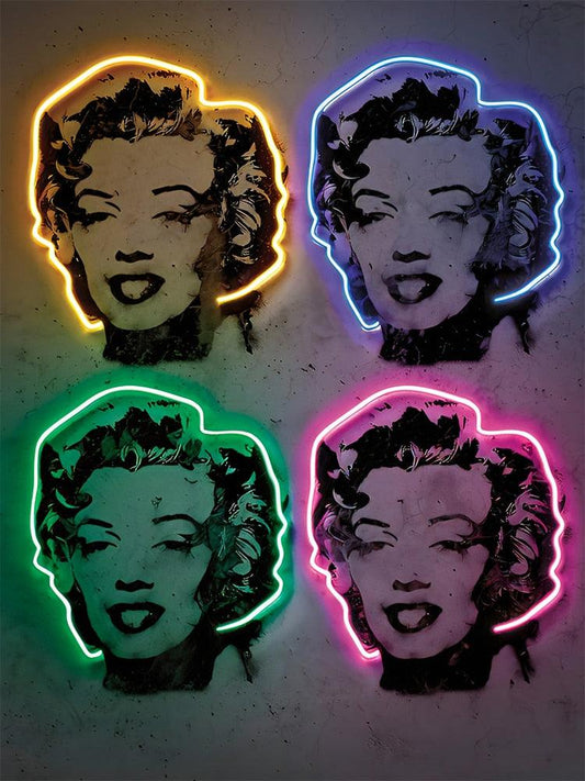 Marilyn Monroe Famous Icon Neon Effect Wall Art Poster - Aesthetic Wall Decor