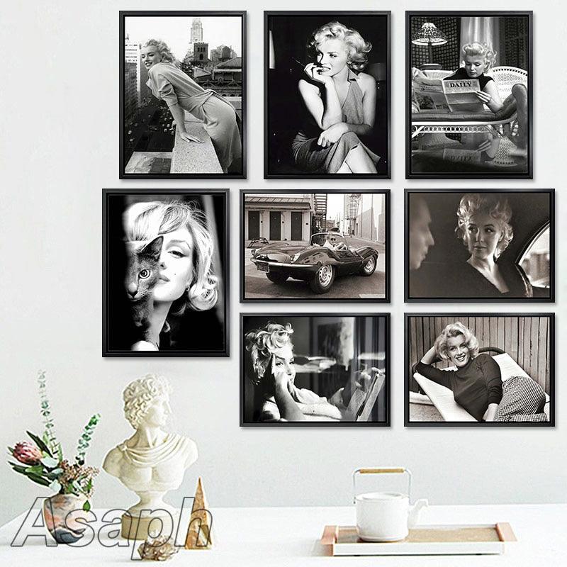 Marilyn Monroe Iconic Black and White Wall Art Print Posters - Aesthetic Wall Decor