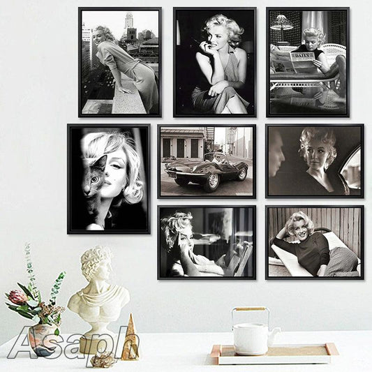 Marilyn Monroe Iconic Black and White Wall Art Print Posters - Aesthetic Wall Decor