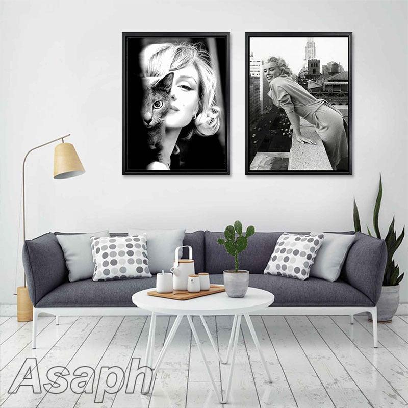 Marilyn Monroe Iconic Black and White Wall Art Print Posters - Aesthetic Wall Decor