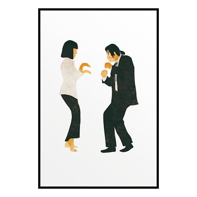 Mia and Vincent Pulp Fiction Minimalist Movie White Poster - Aesthetic Wall Decor