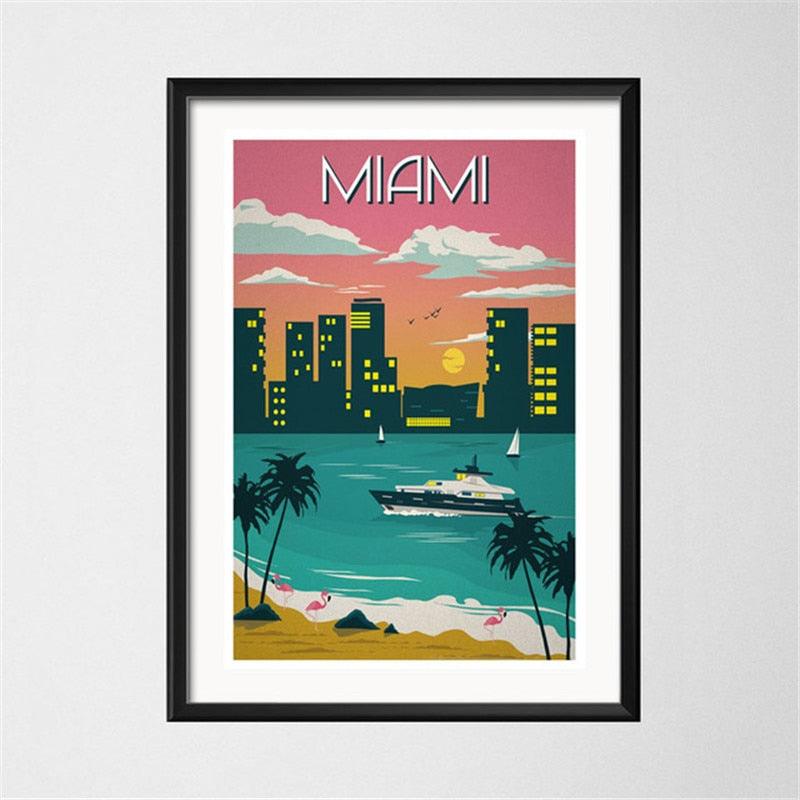 Miami Beach Travel Destination Wall Art Poster - Aesthetic Wall Decor