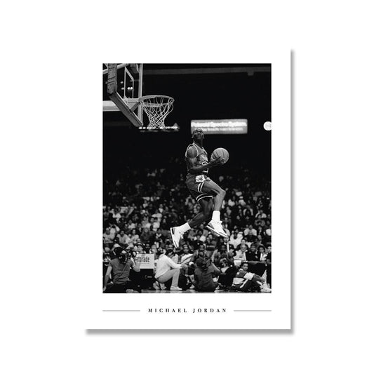 Michael Jordan Dunk Contest Black and White Poster - Aesthetic Wall Decor