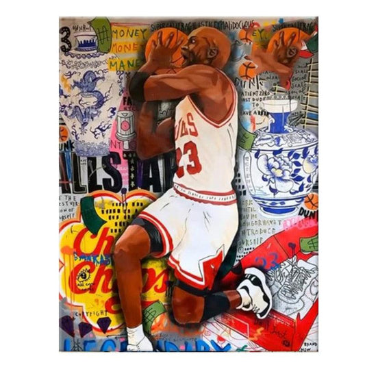 Michael Jordan Dunking Graffiti NBA Wall Art Poster - Aesthetic Wall Decor