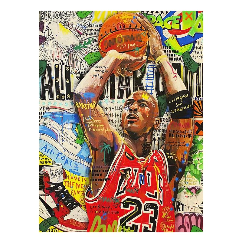 Michael Jordan Free Throw Urban Graffiti Canvas Print Poster - Aesthetic Wall Decor