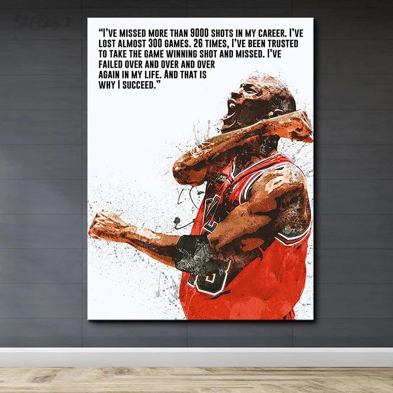 Michael Jordan Ive Missed More Than 9000 Shots In My Career Motivational Quote White Poster - Aesthetic Wall Decor