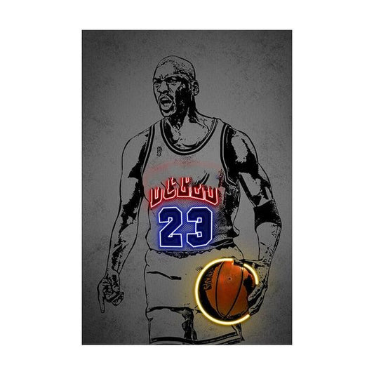 Michael Jordan NBA Legend Bulls Neon Effect Wall Art Poster - Aesthetic Wall Decor