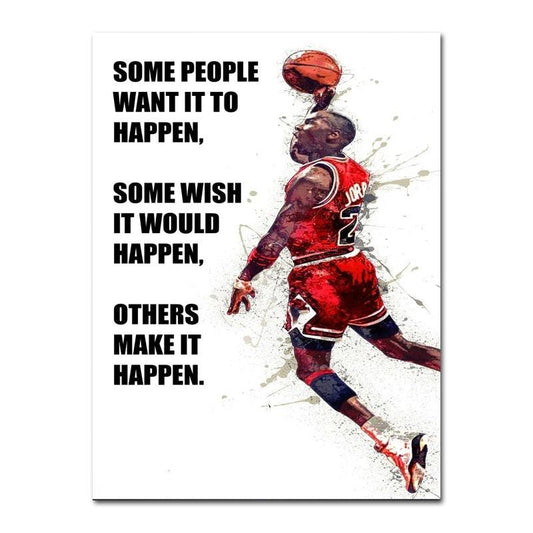 Michael Jordan Some Make It Happen Dunk Motivational Quote Poster - Aesthetic Wall Decor