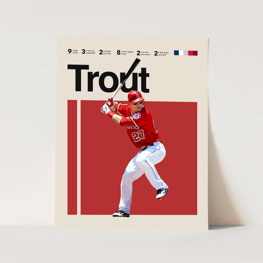 Mike Trout Baseball MLB Sports Minimalist Wall Art Poster - Aesthetic Wall Decor