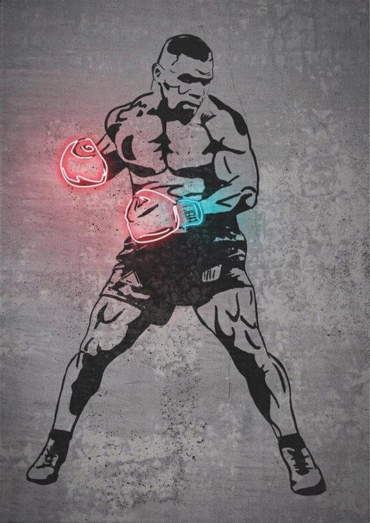 Mike Tyson Red Blue Neon Effect Poster - Aesthetic Wall Decor