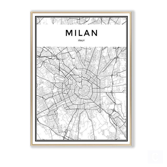 Milan Italy Minimalist Map Canvas Print Poster - Aesthetic Wall Decor