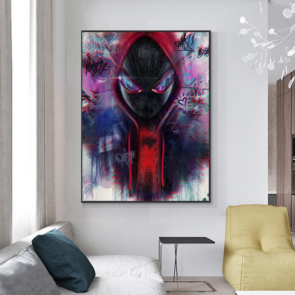 Miles Morales Spiderverse Spray Paint Wall Art Film Poster - Aesthetic Wall Decor